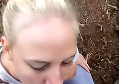 Dirty Blowjob and Facial in Woods