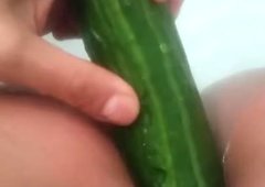squirting on cucumber in the bathtub