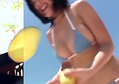 Busty Asian chick Megumi Kagurazaka gets horny on vacation